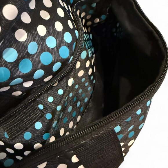 Blue and black polka dot travel rolling duffle bag EUC - Picture 7 of 7